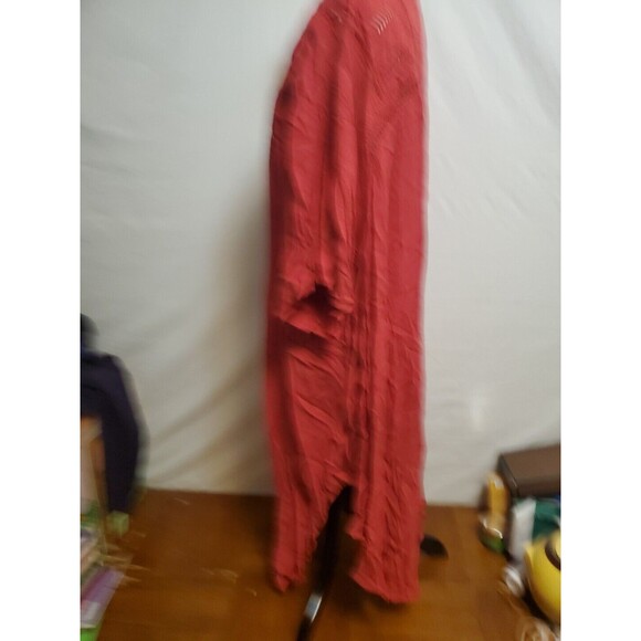 Torrid Red Crinkled‎ Gauze Crochet Longline Kimono Sweater Top Size 1/2 1X/ 2X - Picture 4 of 5